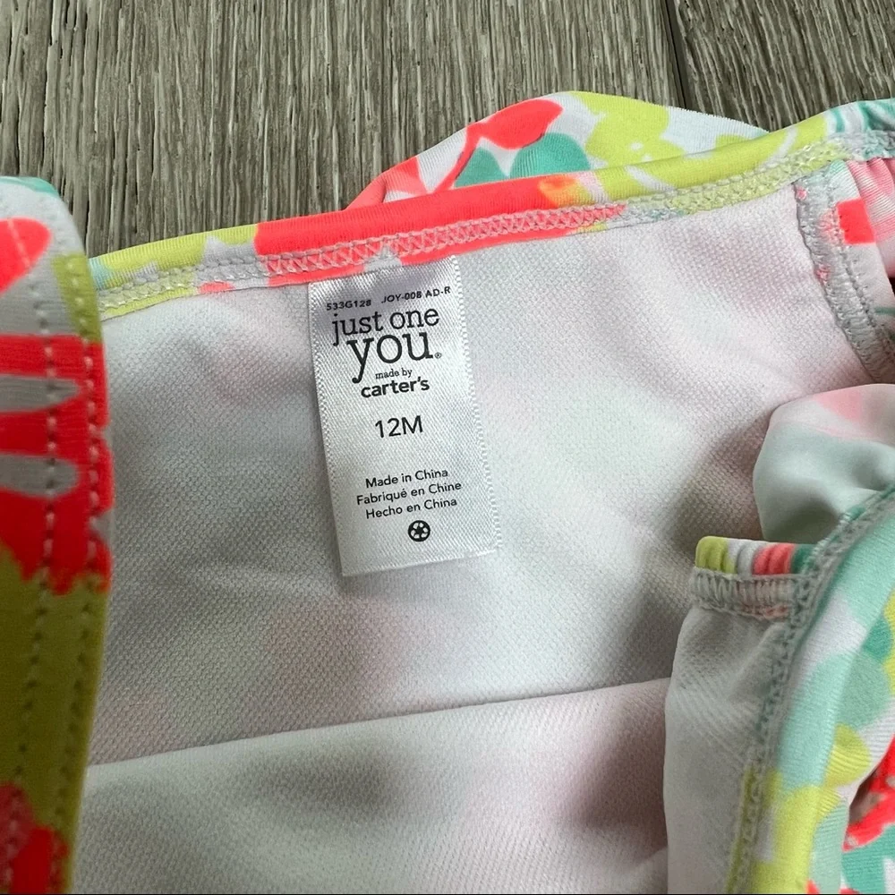 CARTERS RUFFLED SHOULDER ONE PIECE SWIMSUIT FLORAL 12MO